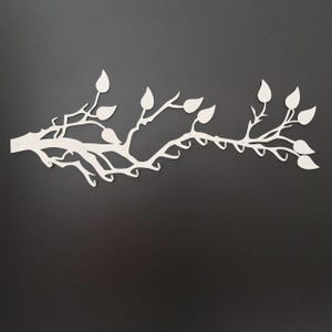 Perchero de pared con forma de árbol, perchero de metal blanco con forma de rama, perchero de pared con forma de hoja, ganchos para bolsos de pared, decoración de pared con forma de rama, perchero para sombreros, llavero.