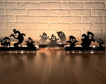 Set of 3 ghost candle holders, halloween candle holder, tealight holder, black metal halloween gift, halloween table centerpiece