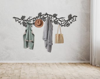Modern coat rack, wall coat rack, metal tree branch coat rack, coat rack wall mount, metal wall decor, clothes rack, unique gift for mom
