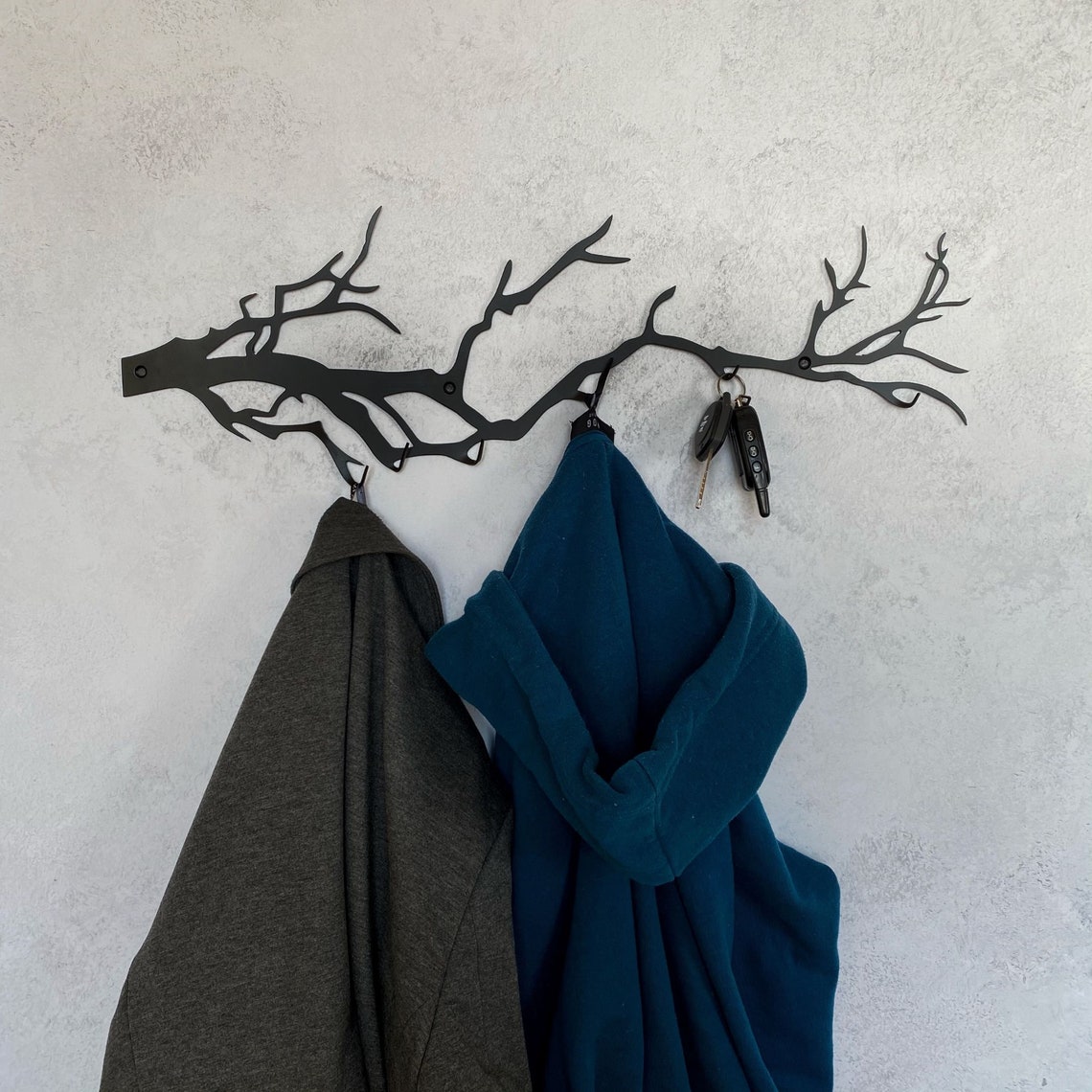 Branch Wall mounted steel coat rack metal hook kitchen wall Etsy