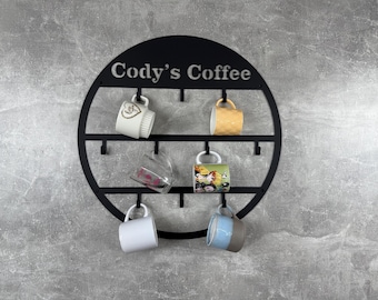 Gepersonaliseerde metalen mokdisplay, koffiemokhouder, koffiebardecor, theebekerhouder, keukenopberger, display voor kopjes, moederdagcadeau