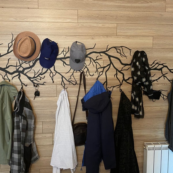 Large metal wall hanger, coat rack, wall mount, wall hooks, coat stand, metal wall decor