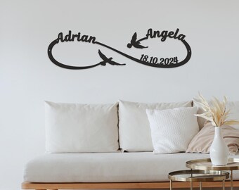 Infinity symbol metal sign, living room decor, infinity metal art, newly engaged gifts, custom wedding date sign, infinity wall hanging