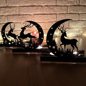 Set of 3 wall candle holder, Christmas candle holder, animal candle holder, wall candle sconce, candle stand set, reindeer decor