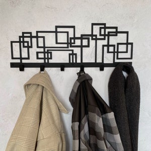 Geometric wall coat rack, modern coat rack, key holder for wall, wall mounted rack, metal coat hooks, christmas gift, metal wall hanger