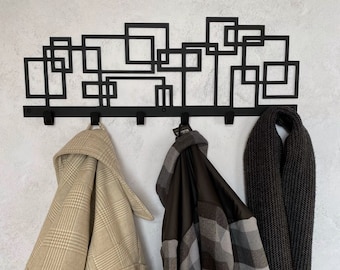 Geometric wall coat rack, modern coat rack, key holder for wall, wall mounted rack, metal coat hooks, christmas gift, metal wall hanger