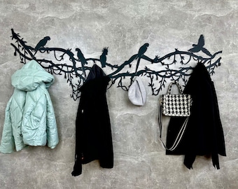Wall hanger, wall coat rack, gift for family, parrot art, wall decor, jungle wall art, wall coat rack