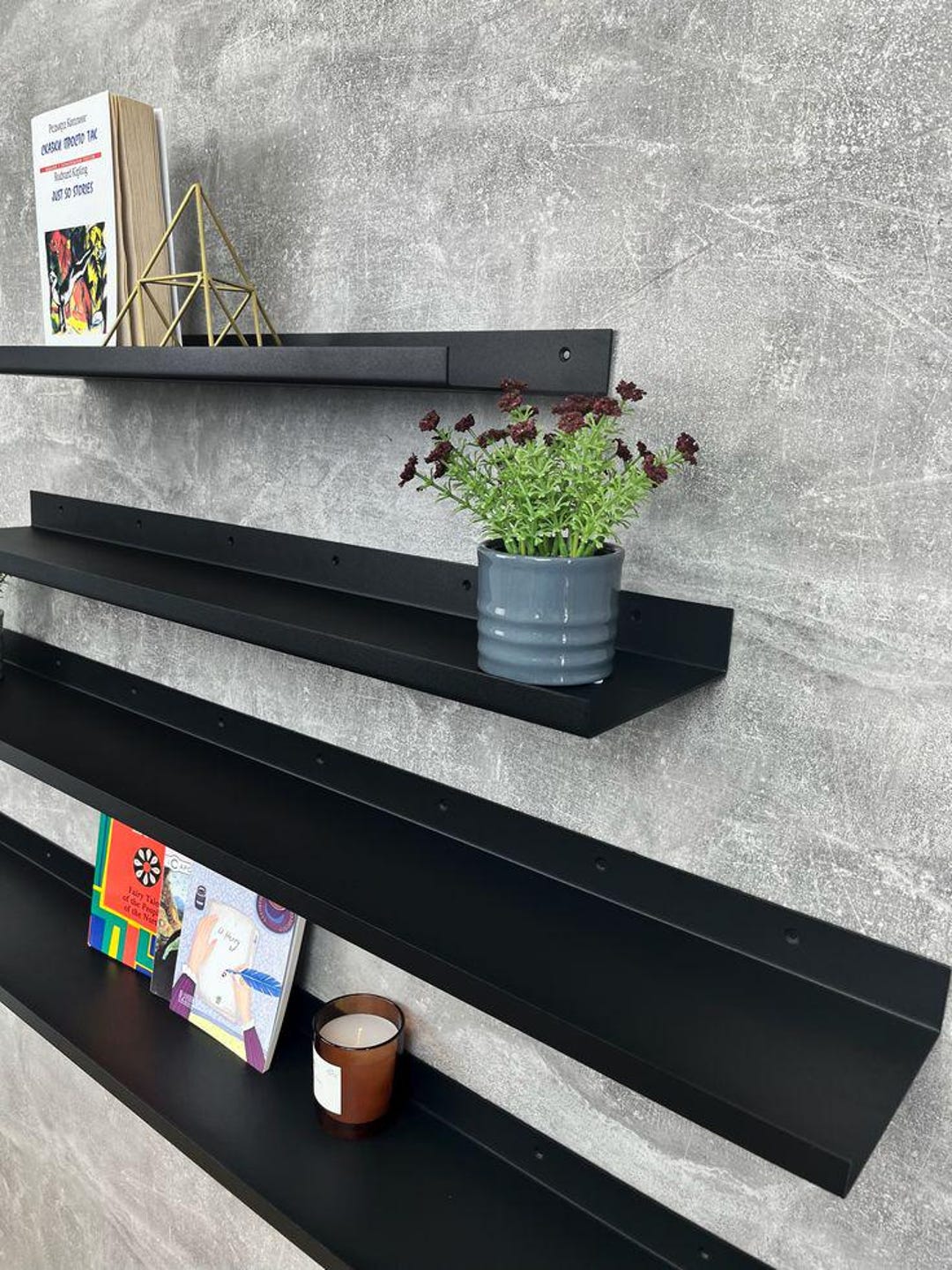 Black Metal Floating Shelves