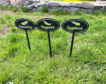 Personalized garden tags, plant names labels, metal garden markers for herbs and vegetables, outdoor stakes