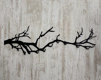 Perchero de rama de árbol, llavero para pared, decoración de entrada, regalo de inauguración de la casa
