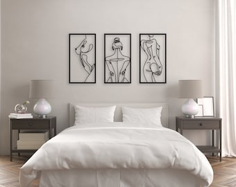 Minimalist line art woman, metal line art, metal artwork, large metal wall art, bedroom decor teens, boho style line art, single line art
