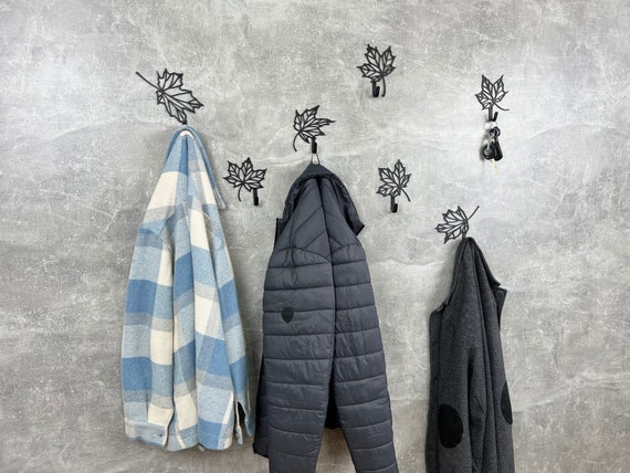 Set Leaf Shaped metal wall hooks, coat rack, wall hooks, clothing rack, wall hanger, coat rack standing, hooks for wall, metal wall hook