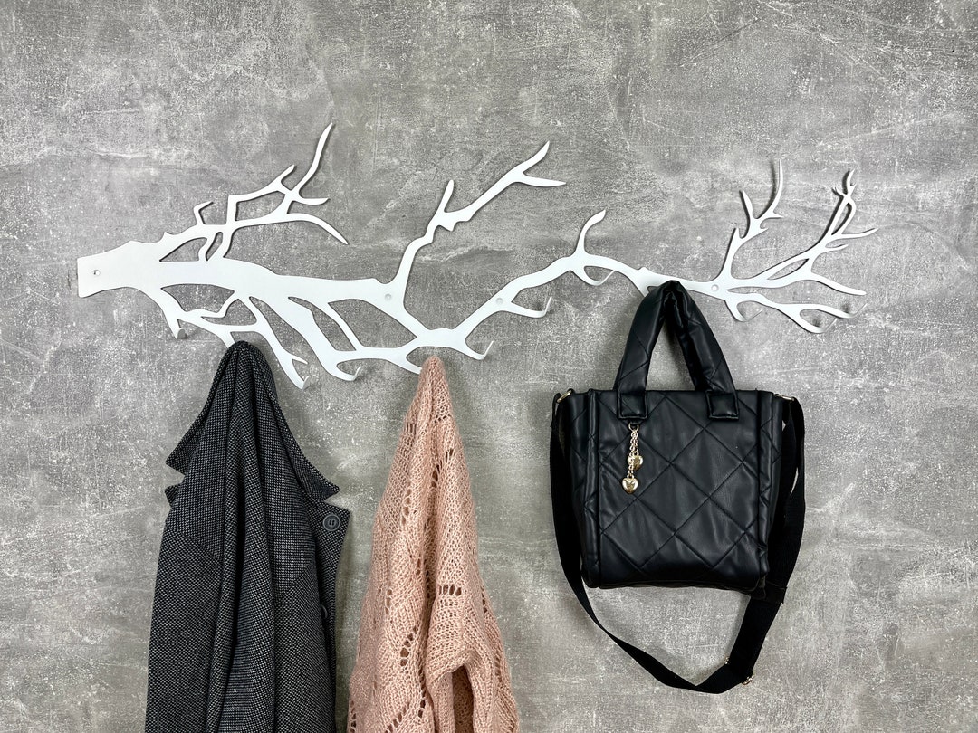 White Tree Branch Coat Hanger, Modern Wall Coat Hooks, Metal Coat Rack