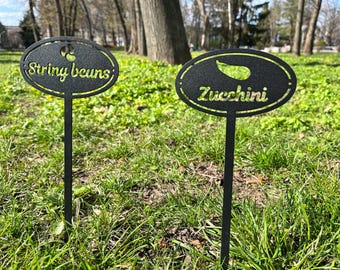 Metal veggie garden marker, plant tags, metal garden sign, outdoor garden tags, metal herb stakes, vegetable label, metal yard decor