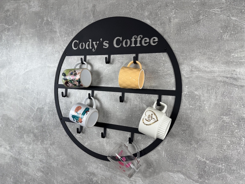 Round Mug Wall Rack Cup Display Stand, Kitchen Organizer, Mug Rack for Wall, Coffee Lover ...
