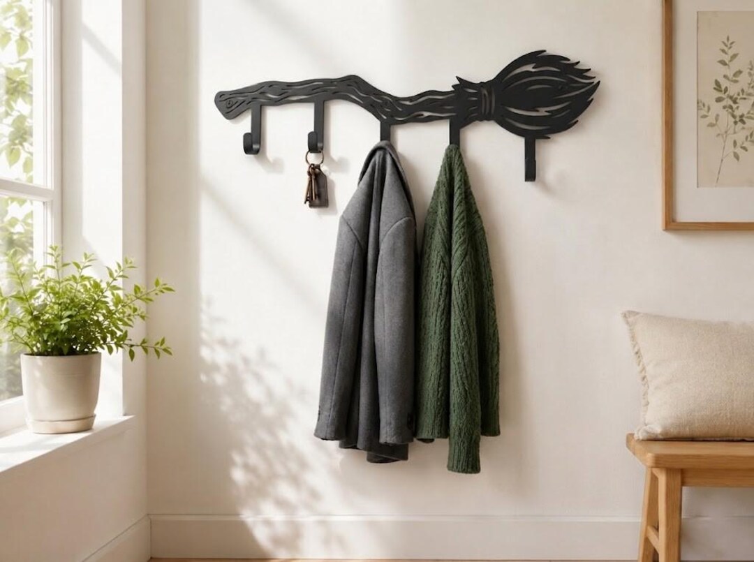 Flying Wall Rack Room Flying Broomstick Entryway Organizer, Steel Coat Rack for Fantasy Home ...
