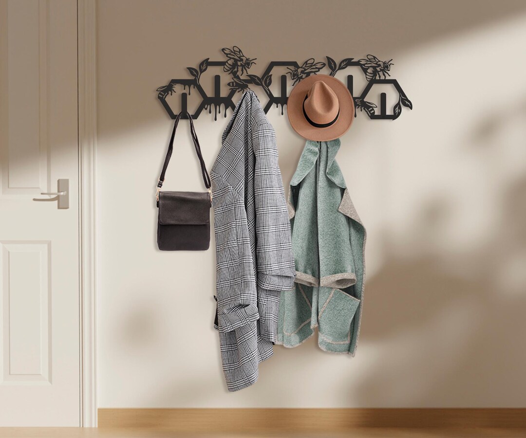 Black Modern Metal Rack, Honeycomb Clothing Hanger, Bag Wall Keeper ...