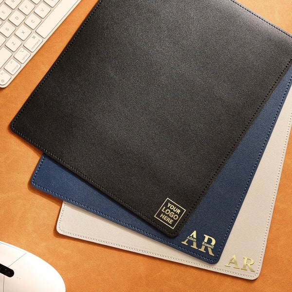 Custom Text and Logo Leather Mouse Pad · Minimalist Writing Mat · Waterproof Mousepad · Tech Accessories · Corporate Gift · Gift for Him