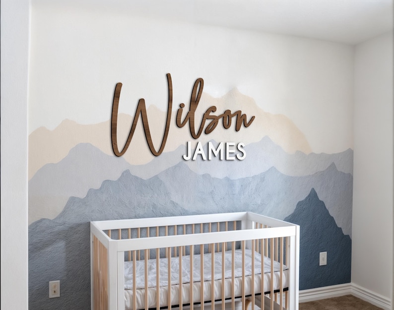 Letrero de madera personalizado para la habitación del bebé: Letrero personalizado con el nombre del bebé, Letrero personalizado para la habitación del bebé, Letrero con el nombre del bebé, Arte para la habitación del bebé, Letrero con el nombre de la habitación del bebé, Decoración de madera imagen 1