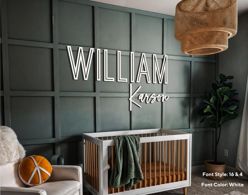 Letrero de madera personalizado para la habitación del bebé: Letrero personalizado con el nombre del bebé, Letrero personalizado para la habitación del bebé, Letrero con el nombre del bebé, Arte para la habitación del bebé, Letrero con el nombre de la habitación del bebé, Decoración de madera imagen 16