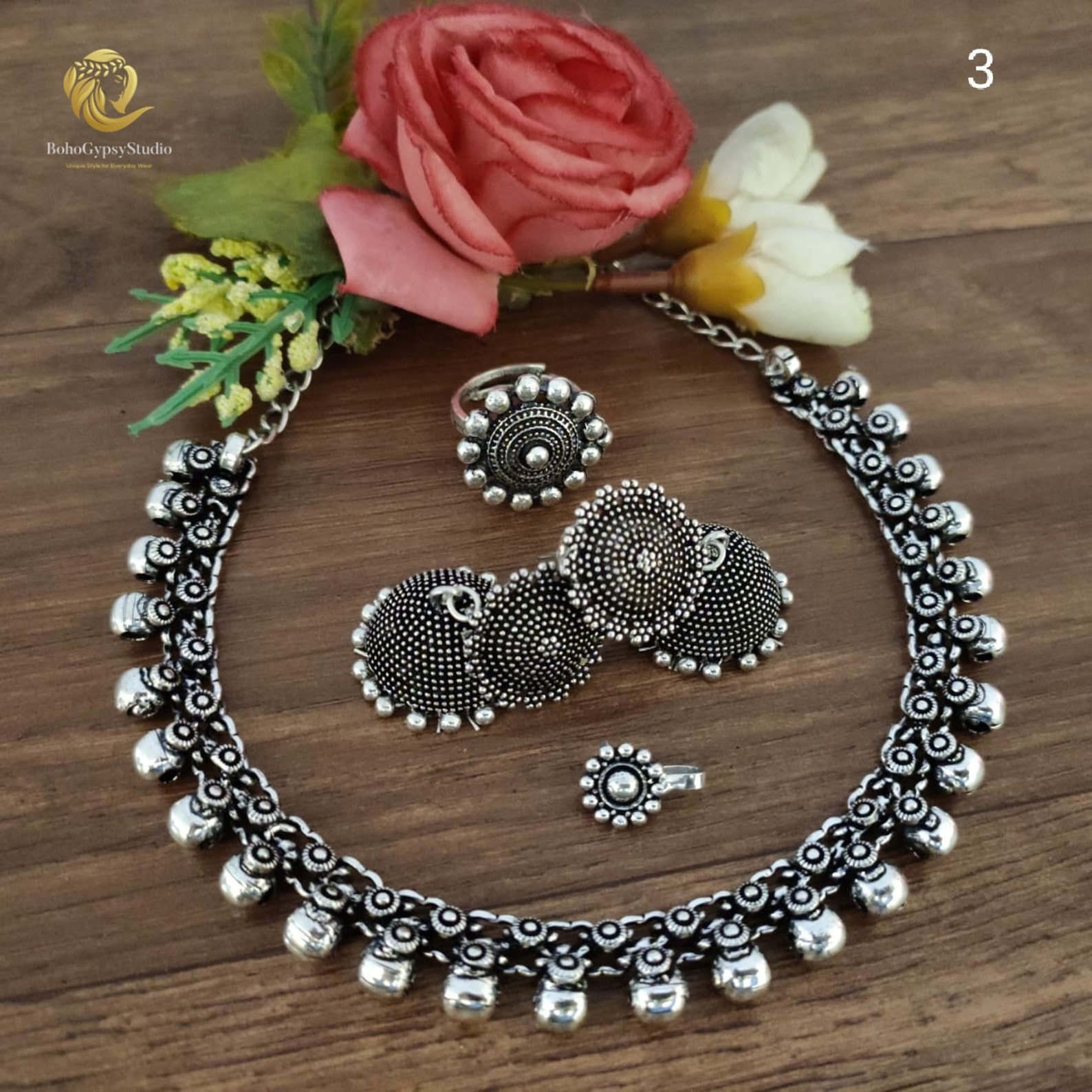 High Quality German Silver Necklace,traditional Jewellery,indian Handmade Choker Set ,oxidized
