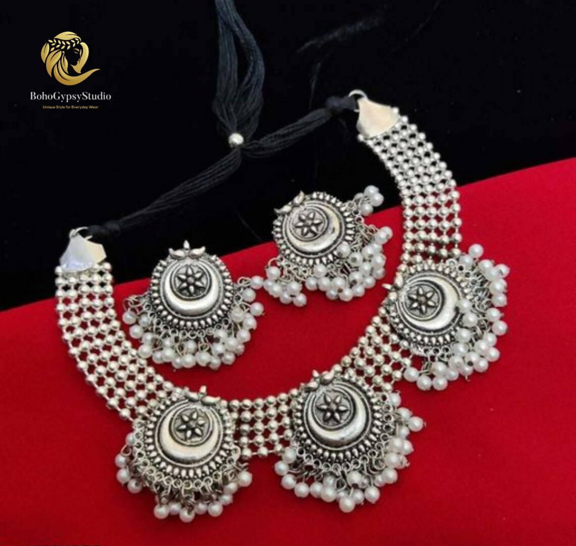 Boho Choker Necklace Oxidised Afghani Style Choker Necklace/ Etsy