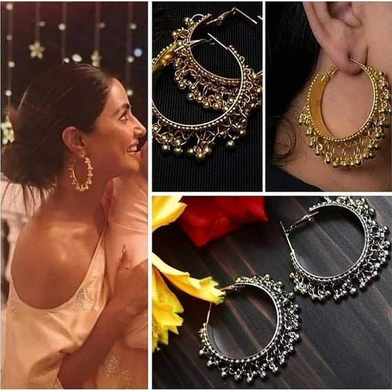 Buy I Jewels Silver Oxidised Afghani Ghungroo Style Hoop Earrings For  Women/Girls (E3119OX) Online at Best Prices in India - JioMart.