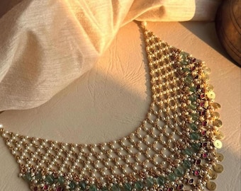 luxurious jewellery set | Timeless Antique Necklace | heritage gold look a like  neckpiece with earrings