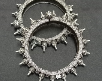 Oxidized Silver Openable Bangle/indian Kada/ Silver Bracelet