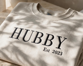Hubby Hoodie mit EST. Jahr | Personalisierter Hoodie, Sweatshirt oder T-Shirt für Bräutigam & Ehemann | Hochzeit  Verlobung
