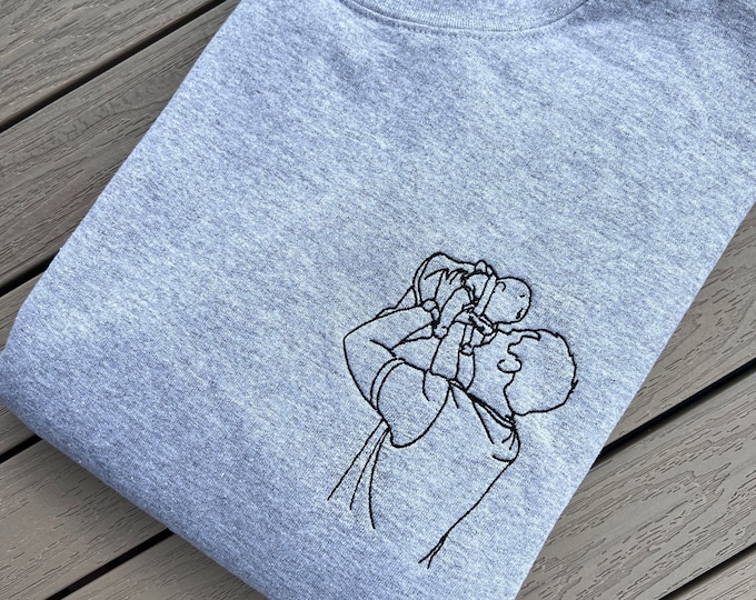 Featured listing image: Personalized embroidered hoodie/sweatshirt with photo embroidery | Partner | Outline | Line art photo | Birthday gift | Anniversary