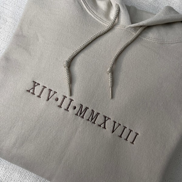 Hoodie Personalisiert mit Datum Römische Zahlen Partner geschenk  Jahrestag Geschenk Valentinstag,Partnerhoodie Geburtstag Hochzeitsgeschenk