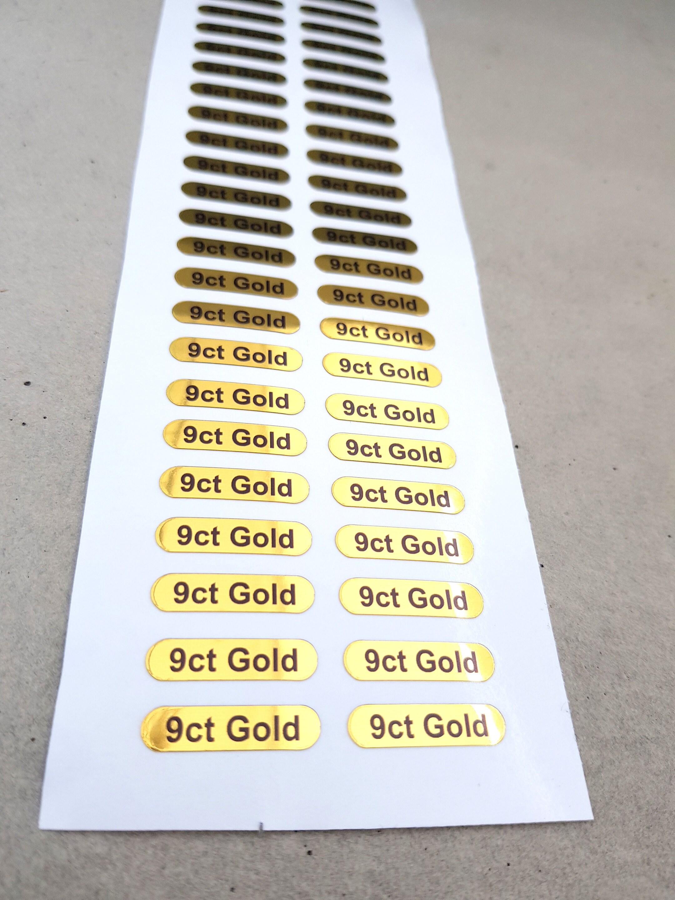 9ct Gold Stickers Labels for Jewellery Small Shiny Yellow Gold Coloured ...