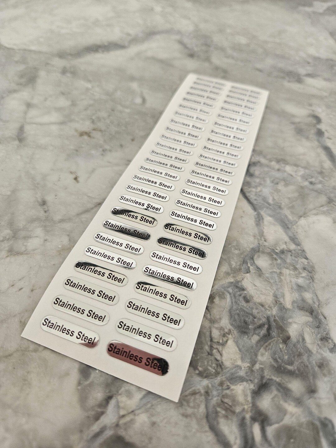 Stainless Steel Stickers Labels Small Shiny Chrome Vinyl 5mm X 21mm for ...