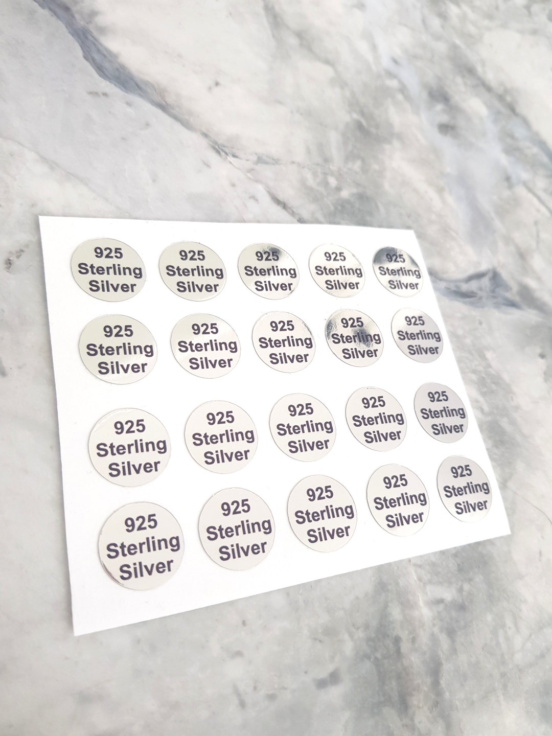 Sticker On Silver Wrapper Sterling Silver Round Stickers Labels Shiny Silver Vinyl 15mm Diameter ...
