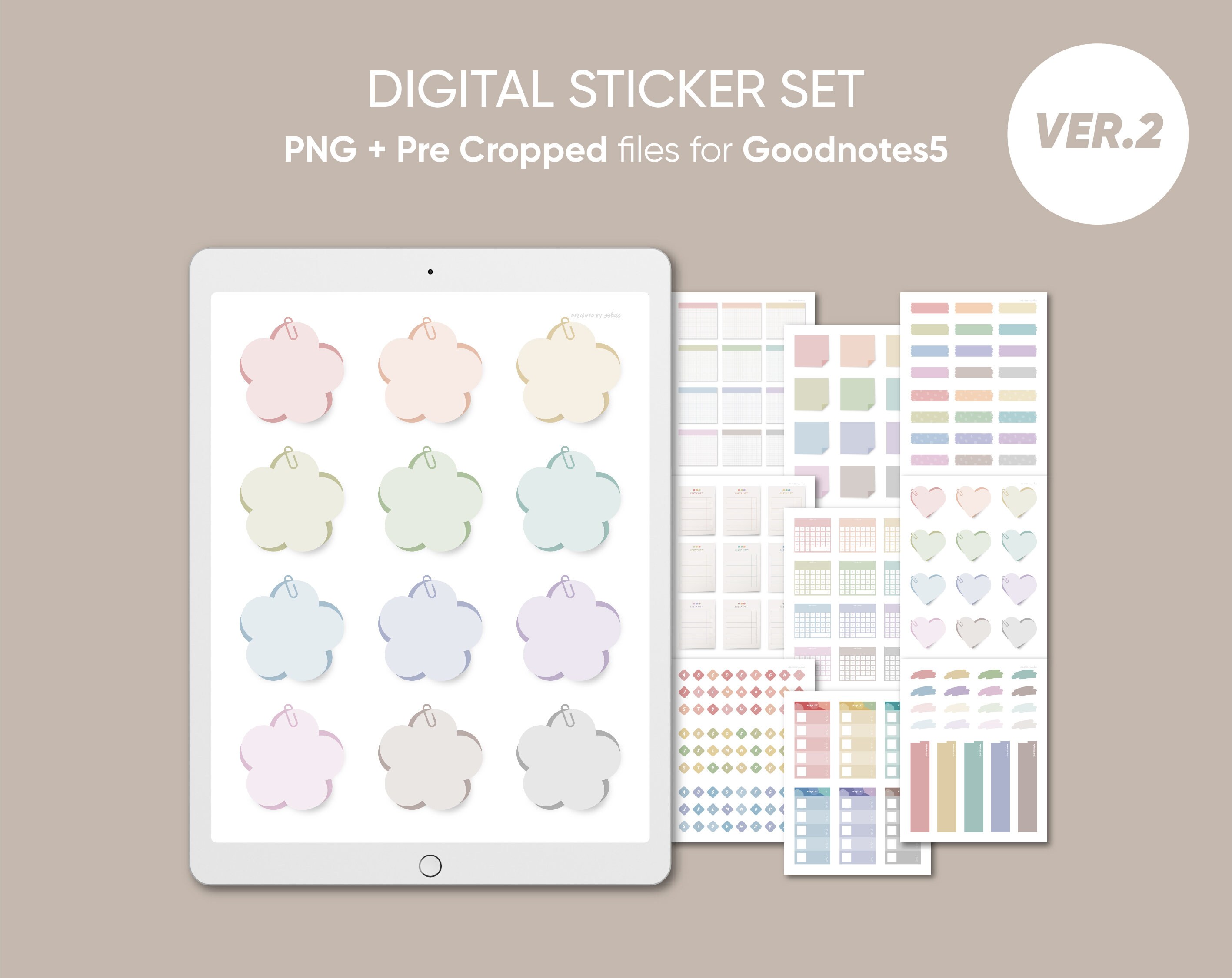PNG Precropped Digital Stickers ver.2 for Goodnotes5 Etsy