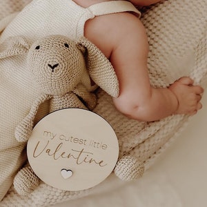 my cutest little Valentine - Tafel aus Holz - weiß, Meilensteinkarte zum Valentinstag