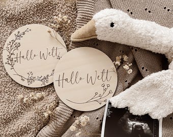 Hello World Milestone Card - Wooden signs for unforgettable baby moments