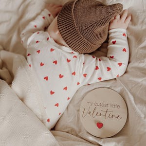 my cutest little Valentine - Tafel aus Holz - weiß, Meilensteinkarte zum Valentinstag
