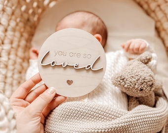 You are so loved Baby milestone card | Wooden birth milestone card | Personalized baby milestone card | Gift for birth & baptism