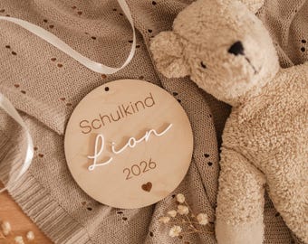 Personalized schoolchild disc | Wooden back-to-school gift with name | 3D lettering | Back-to-school gift 2026