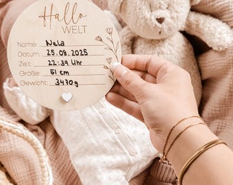 Hallo Welt Meilensteinkarte - mit Geburtsdaten zum eintragen