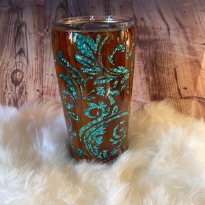 Peekaboo WoodGrain and Glitter Tumbler