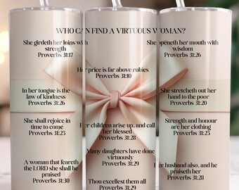Proverbs 31 Tumbler Wrap, Virtuous Woman Scripture, Christian Gift (PNG Digital Download)