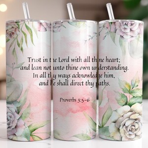 Floral Christian Tumbler Sublimation Design: Bible Verse PNG (Digital Download)