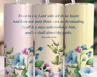Sprüche 3: 5-6 Tumbler Wrap • Pastell Blumen 20 Unzen Skinny Design (PNG)