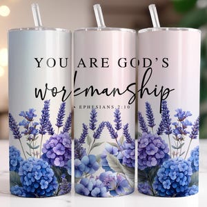 Copribicchiere floreale cristiano, Efesini 2:10 (download digitale PNG)