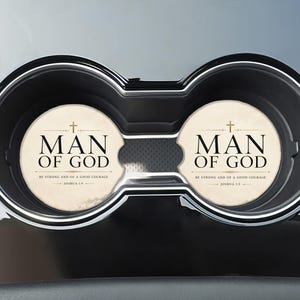 Car Coasters for Men, Christian Car Accessories, Man of God Joshua 1:9