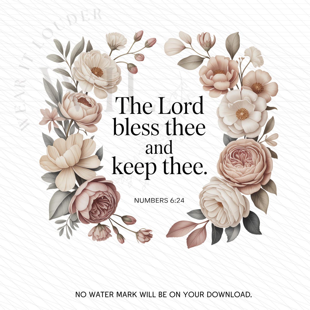 The Lord Bless Thee and Keep Thee Floral Clipart, Numbers 6 (PNG) - Etsy