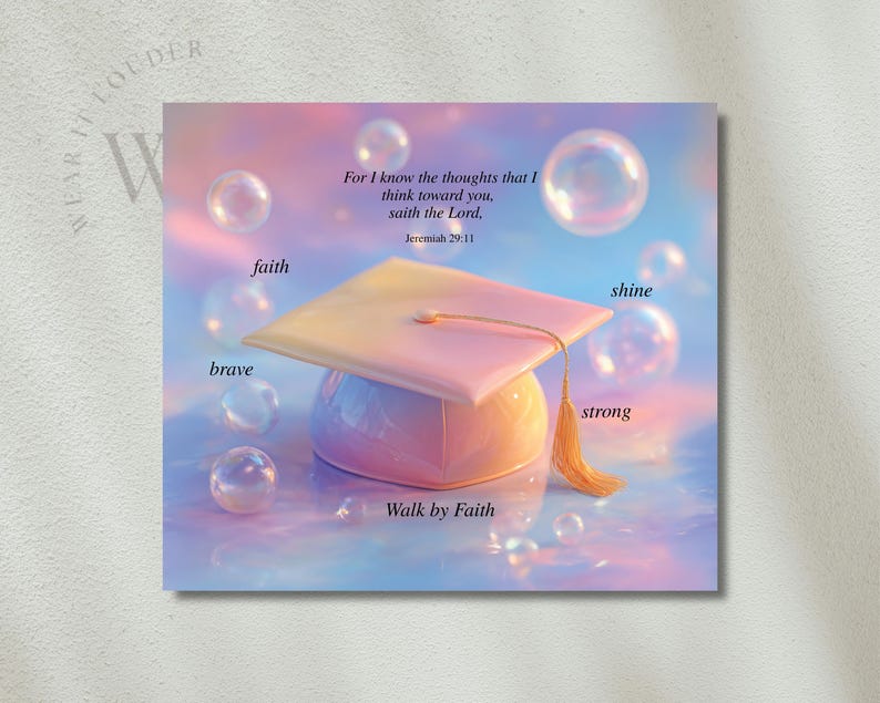 Jeremiah 29:11 Seamless 20oz Graduation Tumbler Wrap Iridescent Cap ...